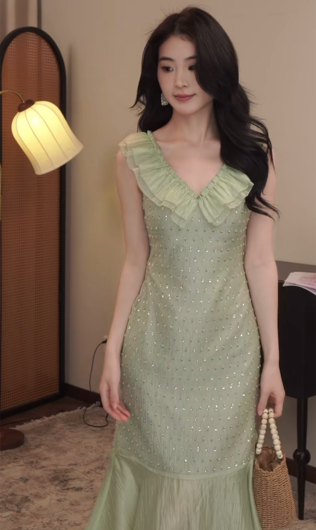 【dress】スパンコール付きマーメイドワンピース　N2987
