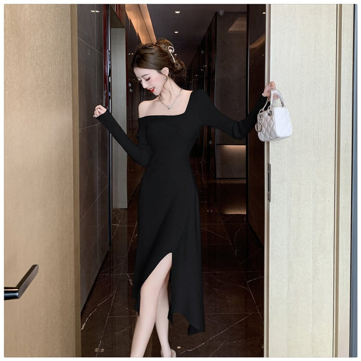 【dress】スリットニットワンピース　M28091