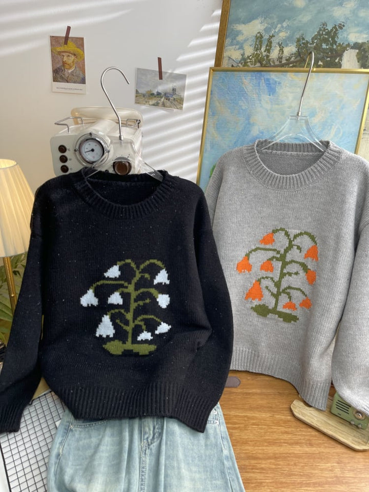【tops】ジャカードニットセーター　M26612
