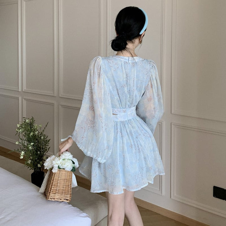 【dress】主役級エレガントカットワーク花柄ワンピース　M17347