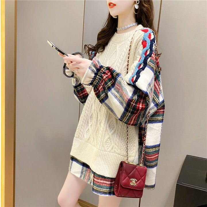 【tops】切り替えニットセーター　M26810