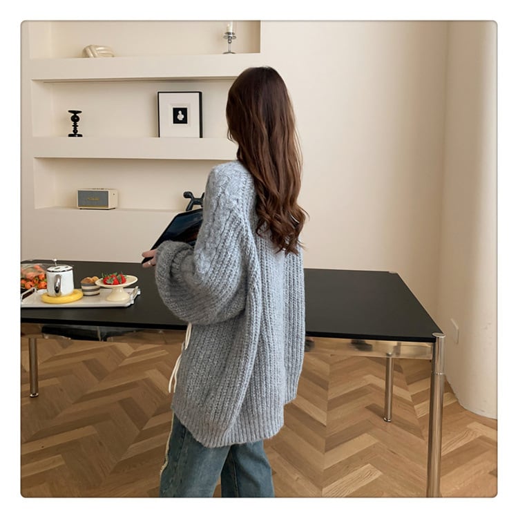 【outer】クルーネックニットカーデ　M18387