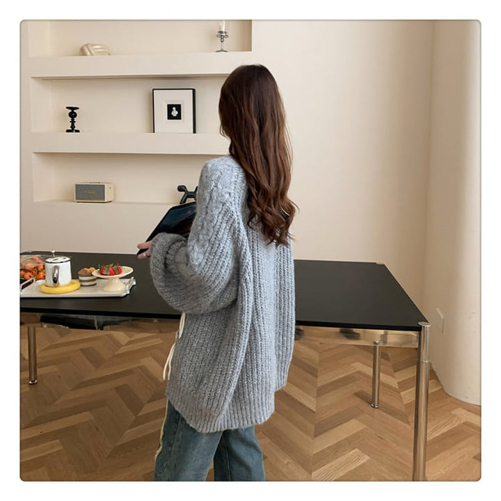 【outer】クルーネックニットカーデ　M18387