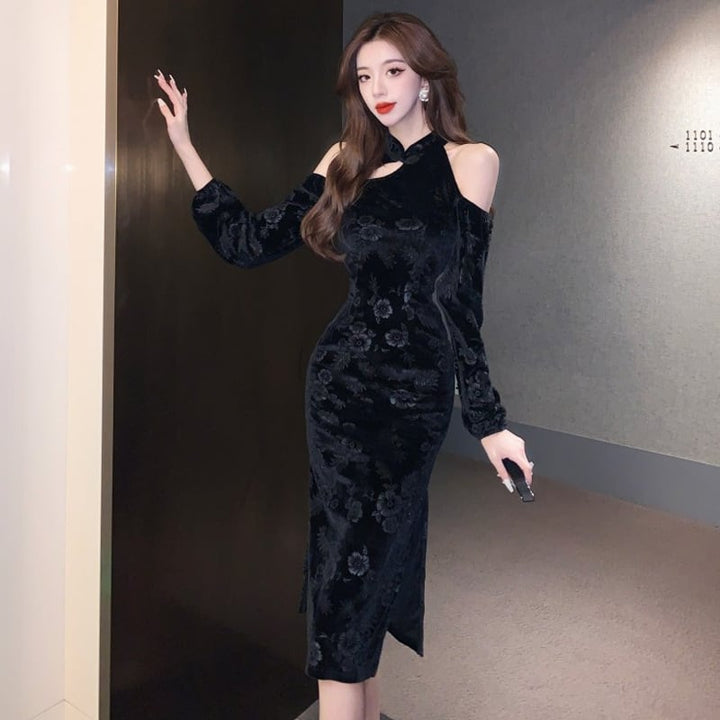 【dress】おしゃれ！エレガントデートワンピース着瘦せ　M17328