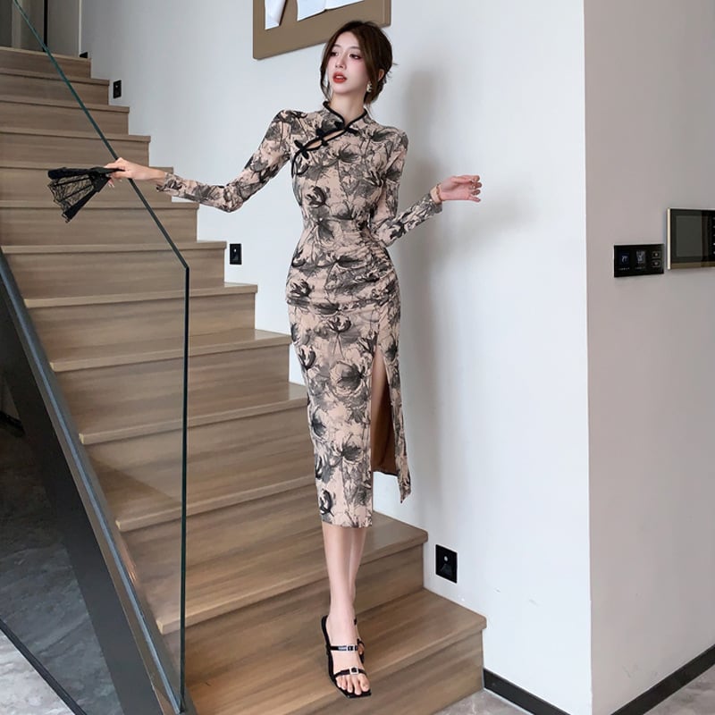 【dress】女子力アップエレガントスリットワンピース　M17414