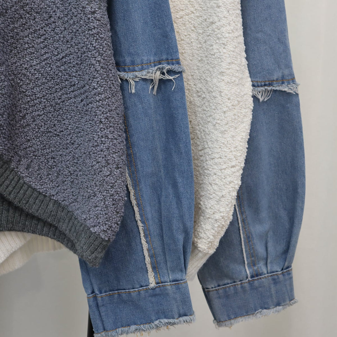 【outer】デニムドッキングニットカーデ　M18289