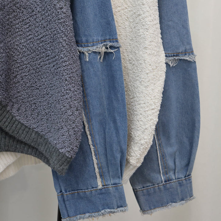 【outer】デニムドッキングニットカーデ　M18289