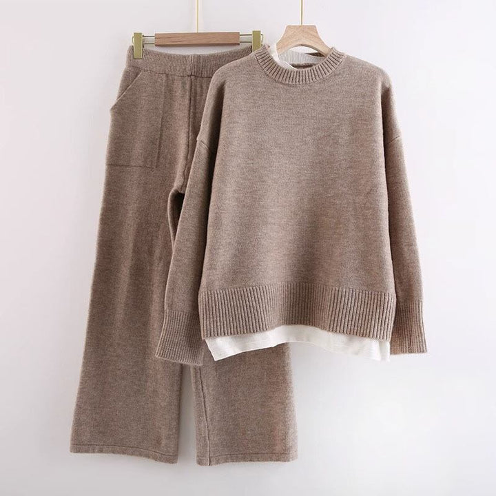 【set】ニットセーター×ワイドパンツセット　M18492
