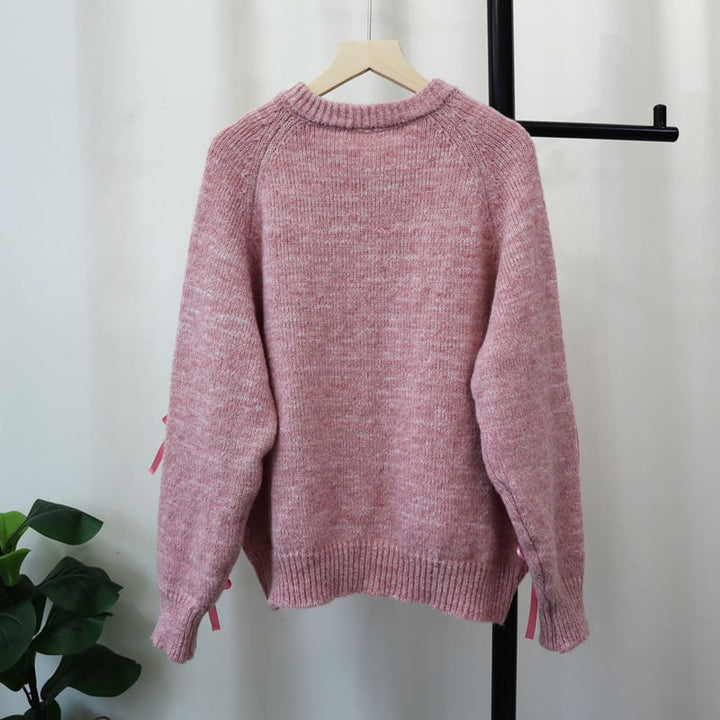 【outer】リボン付きニットカーデ　M26995
