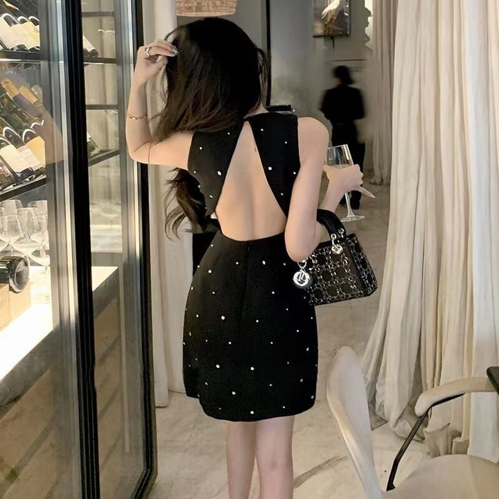 【dress】ビジューバックレスノースリーブワンピース　M29958