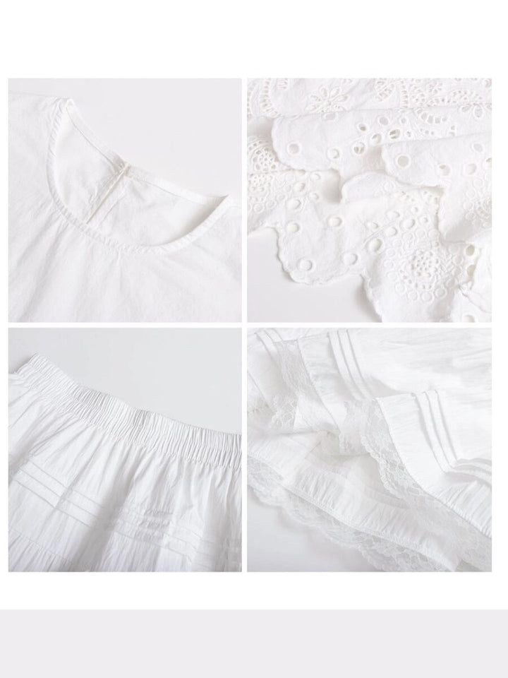 【set】アイレットレーストップス×ロングスカートセット Q8399