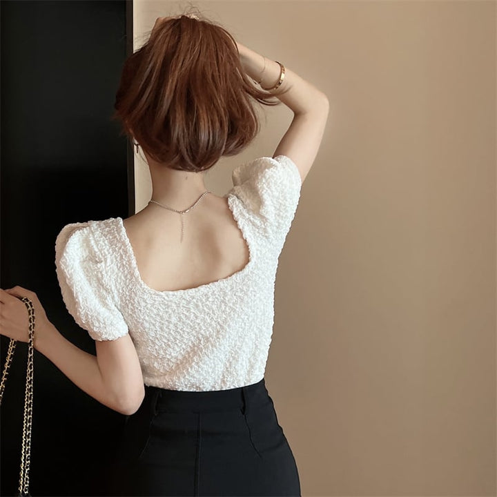 【tops】パフスリーブTシャツ　M25094