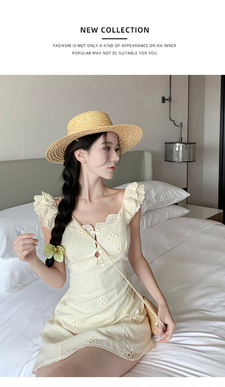 【dress】レース切り替えワンピース　M25156
