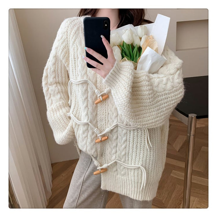 【outer】クルーネックニットカーデ　M18387