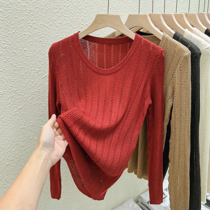 【tops】カットワークニットトップス　M26513