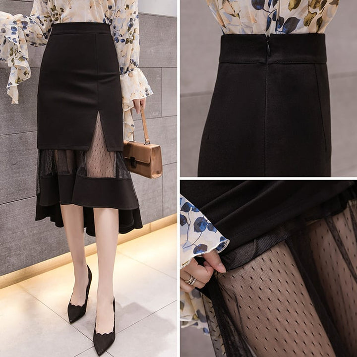 【bottoms】不規則 イレギュラーハイウエストスカート　M16955