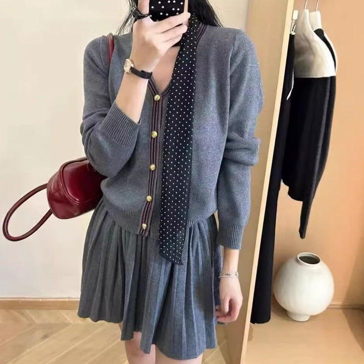 【set】ニットカーデ×スカートセット　M26871