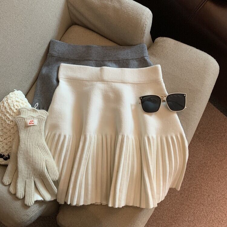 【bottoms】プリーツニットスカート　M26614