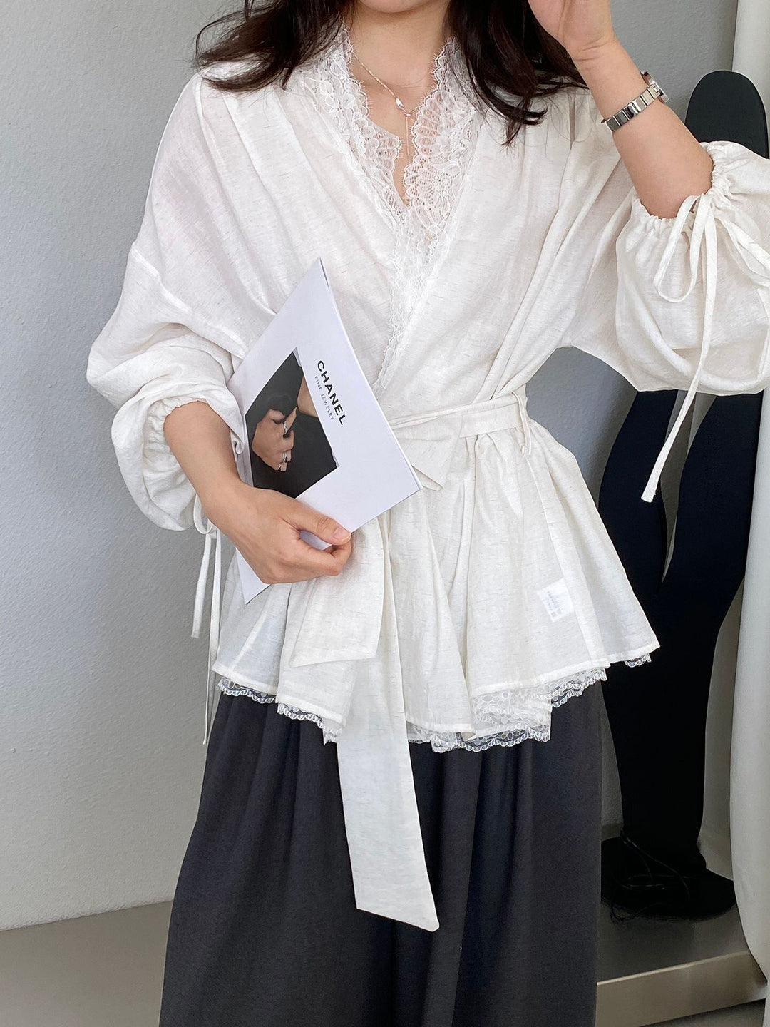 【tops】レースドッキングトップス Q8244