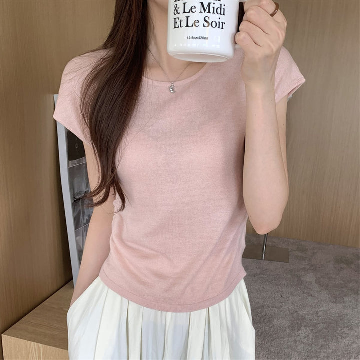 【tops】ニットTシャツ　M25142