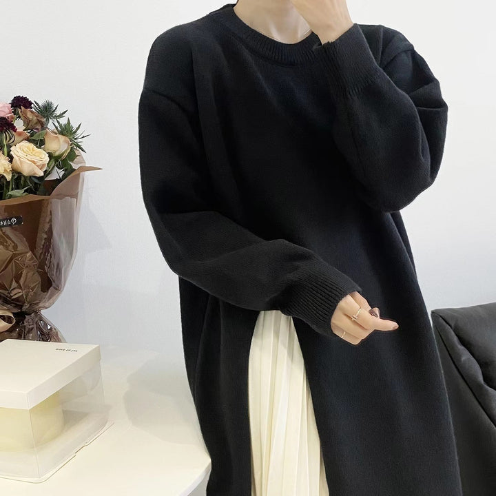 【dress】スリット無地ニットワンピース　M18038