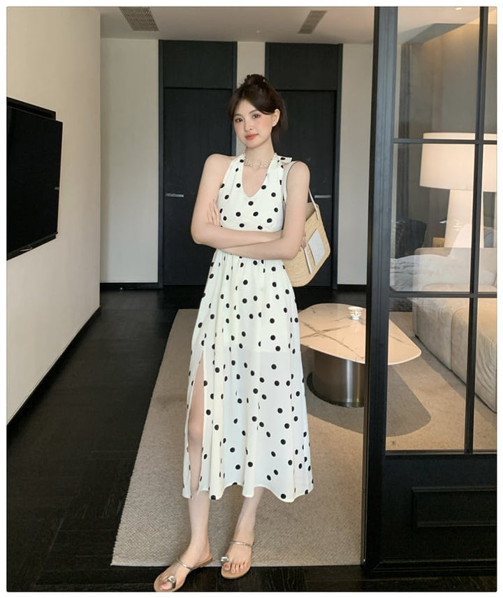 【dress】バックリボンドット柄ワンピース　M24012