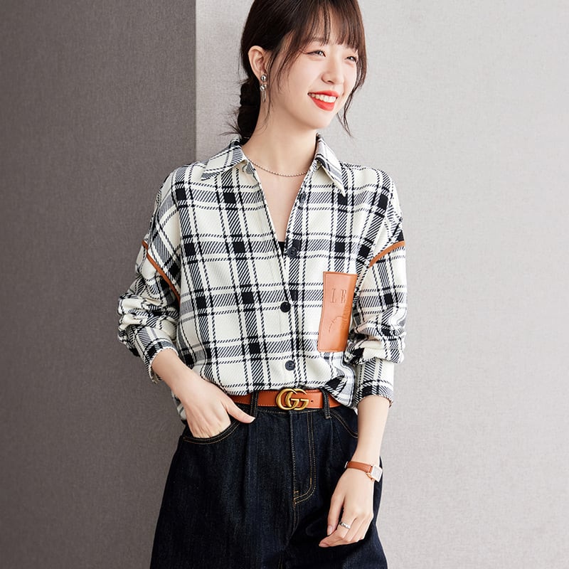 【tops】早い者勝ちチェック柄シャツトップス着心地良い　M17394