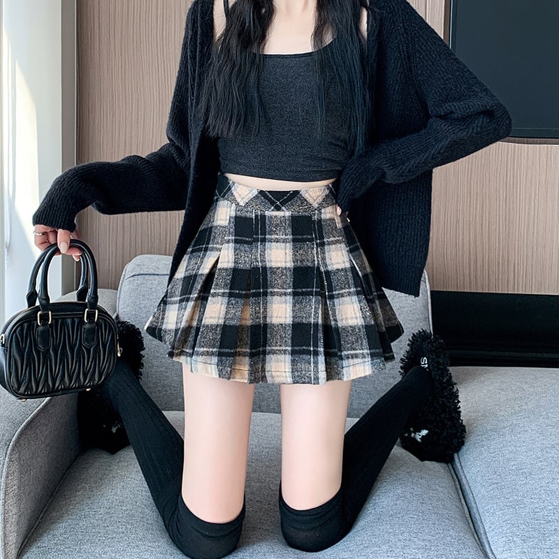 【bottoms】チェック柄キュロットパンツ　M27145