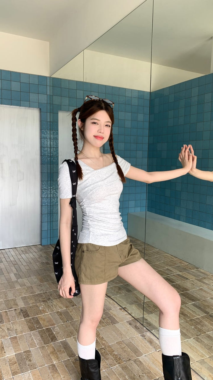 【tops】オフショルダーTシャツ　M25053
