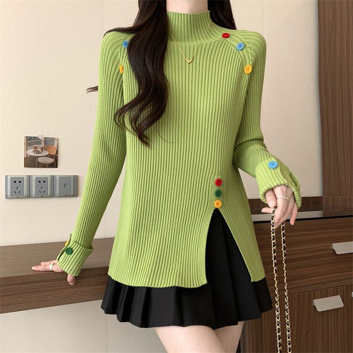 【tops】ボタンデザインニットトップス　M27823