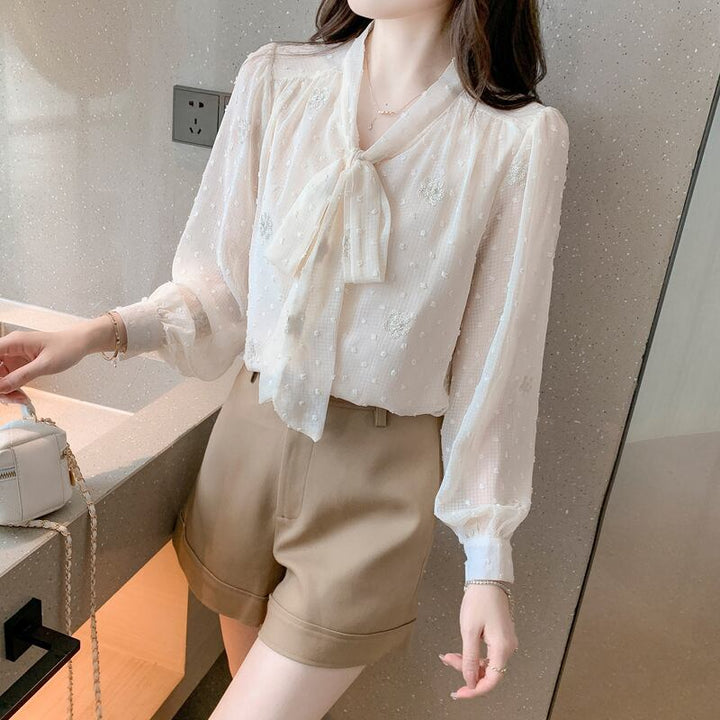 【tops】リボン付きシャツトップス　M28633