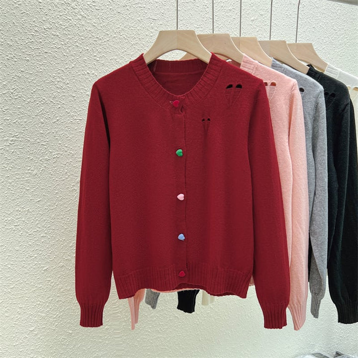 【outer】ボーダー柄デザインニットカーデ　M26815