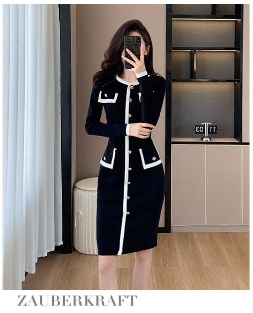 【dress】ボタンデザインニットワンピース　M18396