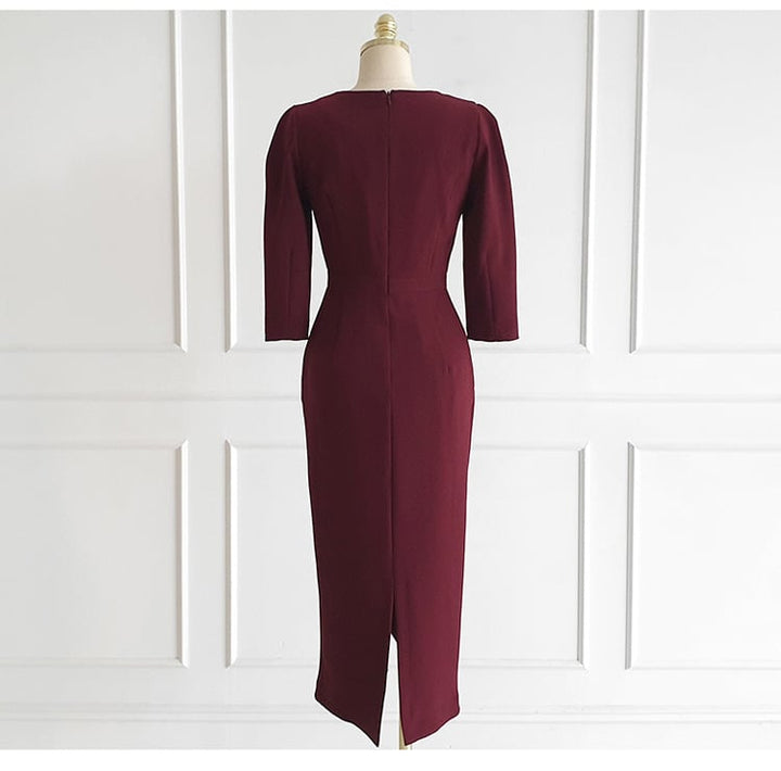 【dress】OL、通勤7分袖スリットデートワンピース　M17727