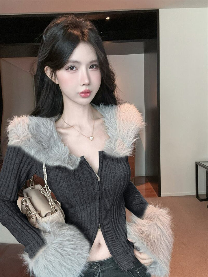 【outer】ファーニットカーデ　M27826