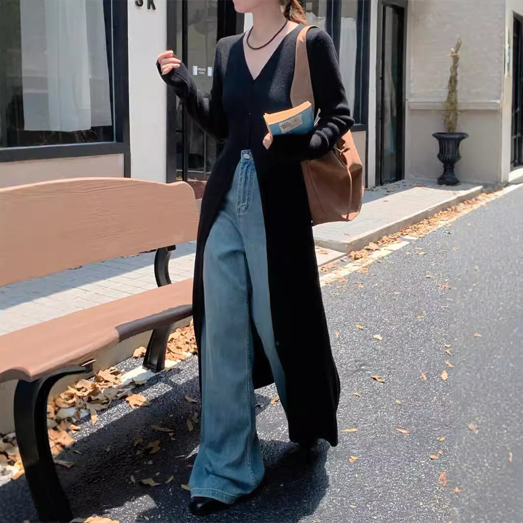 【outer】ロング丈スリットニットカーデ　M26801