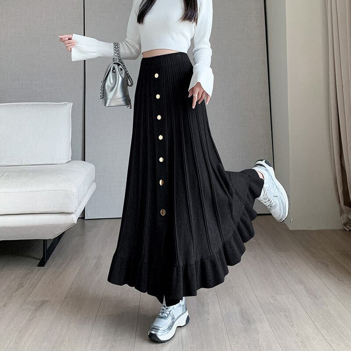 【bottoms】ボタンデザインニットスカート　M18519