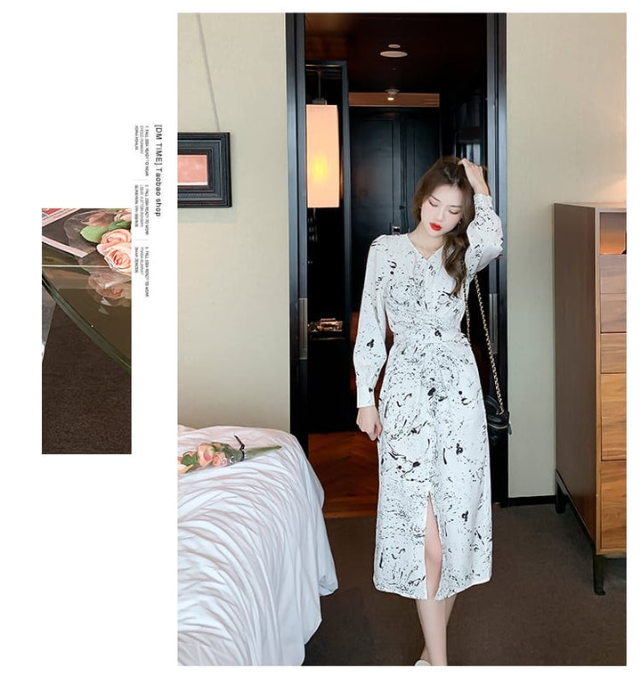 【dress】話題沸騰中 オシャレエレガントスリットワンピース　M16821