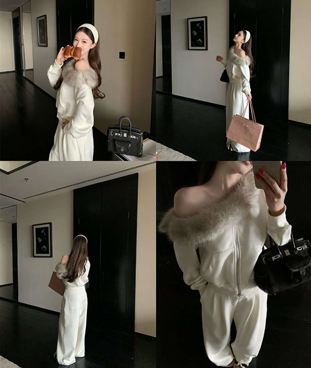 【set】デコルテファートップス×ワイドパンツセット　N3393