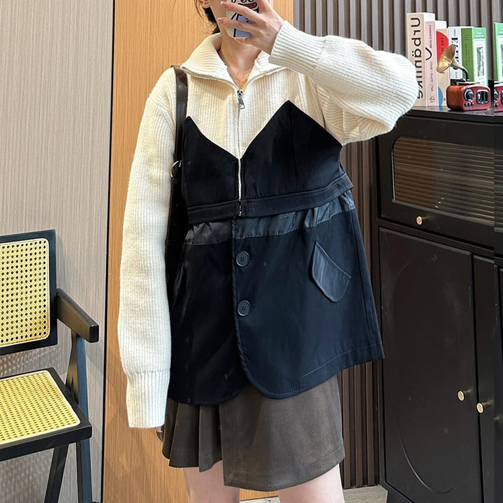 【outer】ファスナードッキングニットセーター　M17878