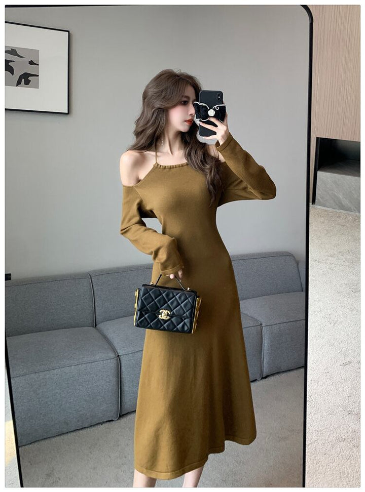 【dress】オフショルダーニットワンピース　M18760