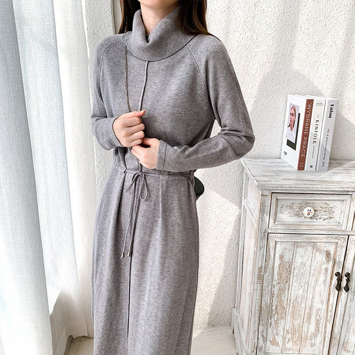 【dress】目立つ！ハイネック無地ニットワンピース　M17663