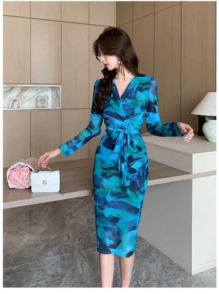 【dress】女子力アップエレガントVネックワンピース　M17432