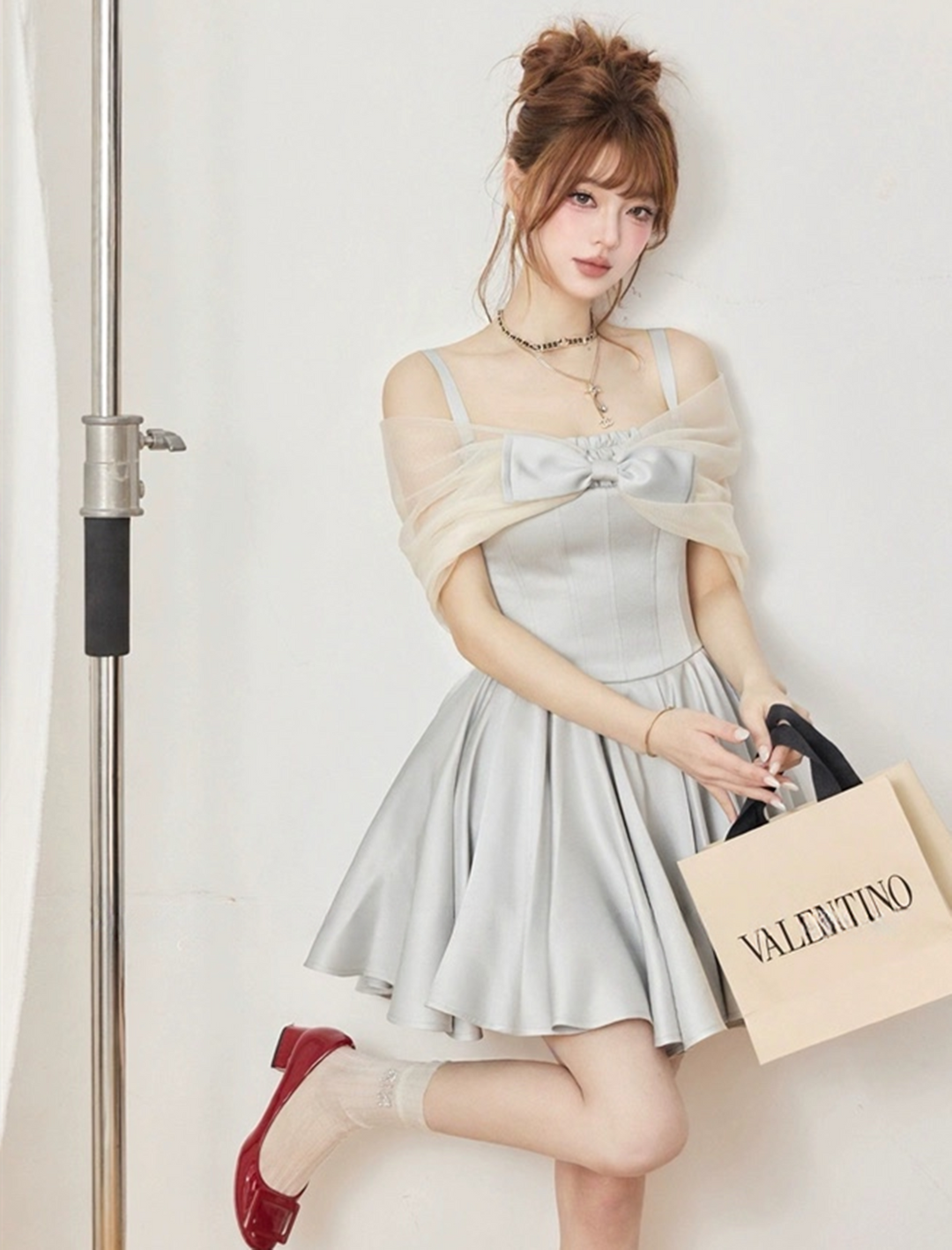 【dress】チュールリボンミニワンピース　N3565