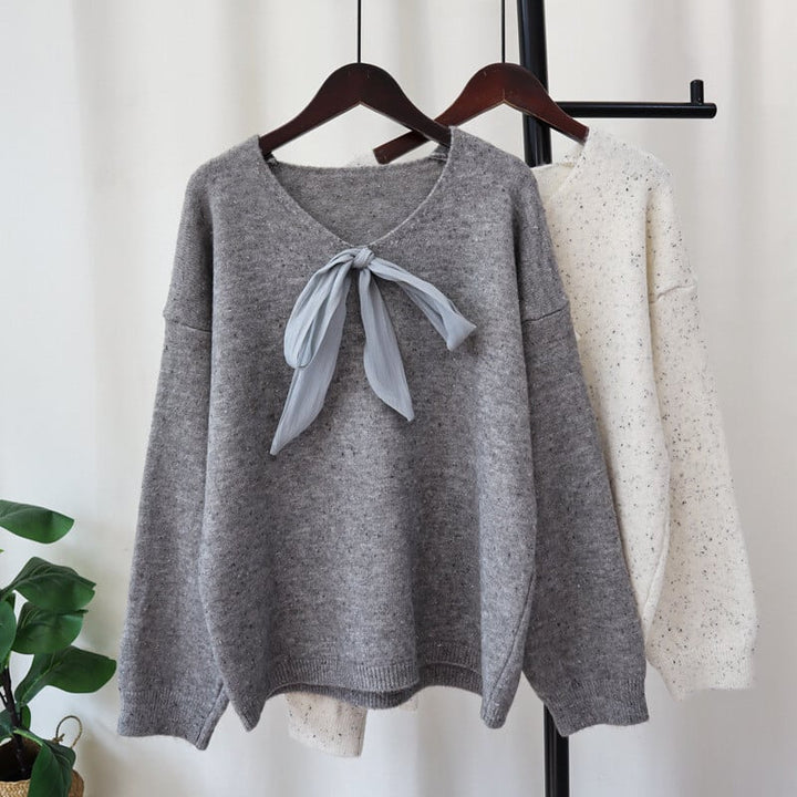 【tops】リボン付きニットセーター　M27031