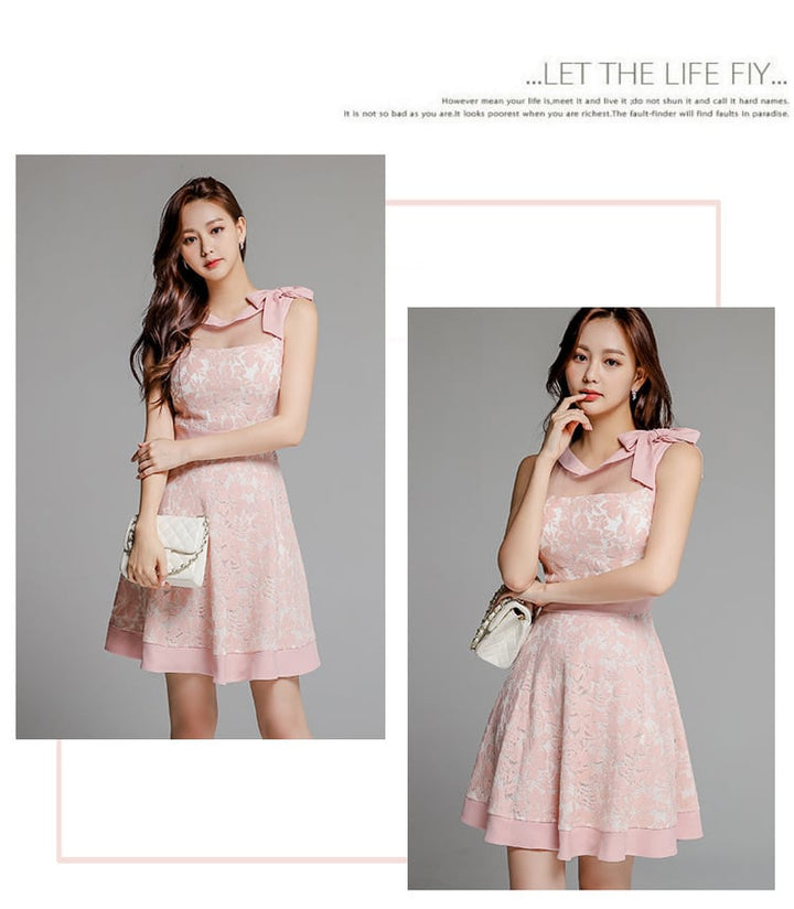 【dress】気質満点大人可愛いレースデートワンピース着瘦せ　M16748