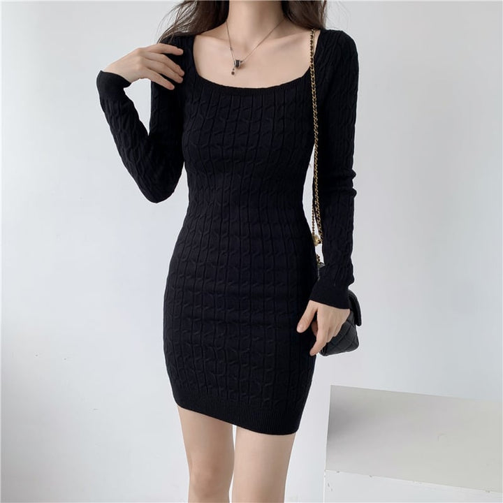 【dress】無地ニットワンピース　M18023