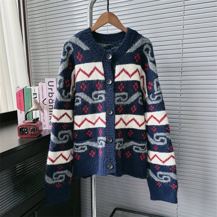 【outer】ジャカードニットカーデ　M28136