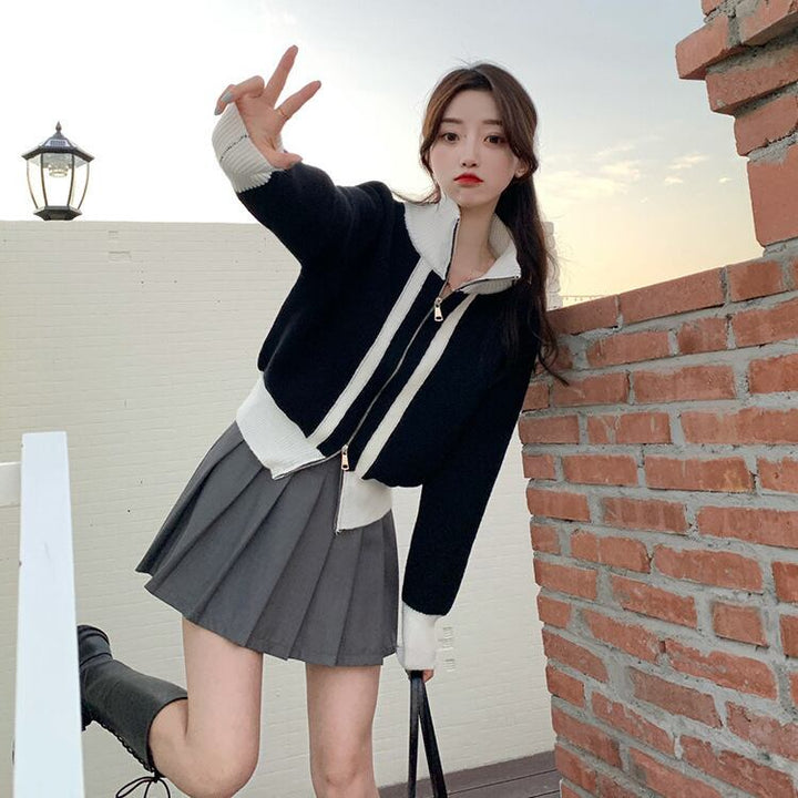 【outer】ファスナーニットカーデ　M19035