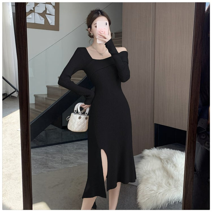 【dress】スリットニットワンピース　M28091